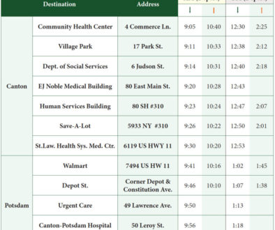 St lawrence bus transit schedule